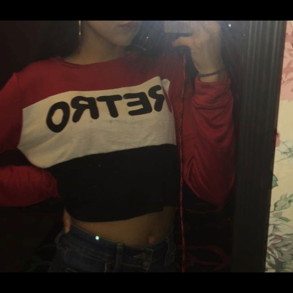 Retro long sleeve crop top